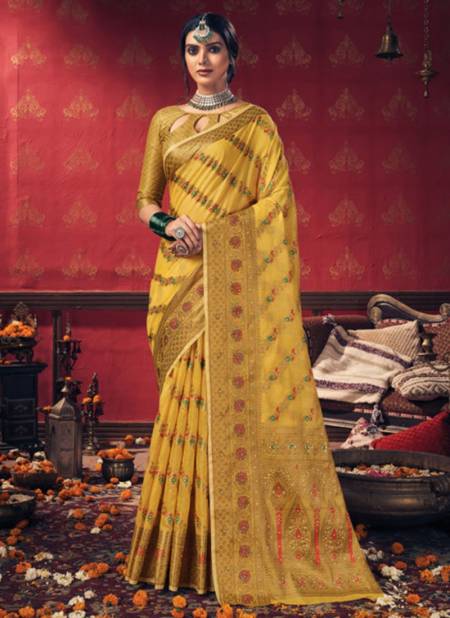 Yellow Colour SANGAM RASHMIKA New Exclusive Wear Fancy Designer Cotton Saree Collection 1466